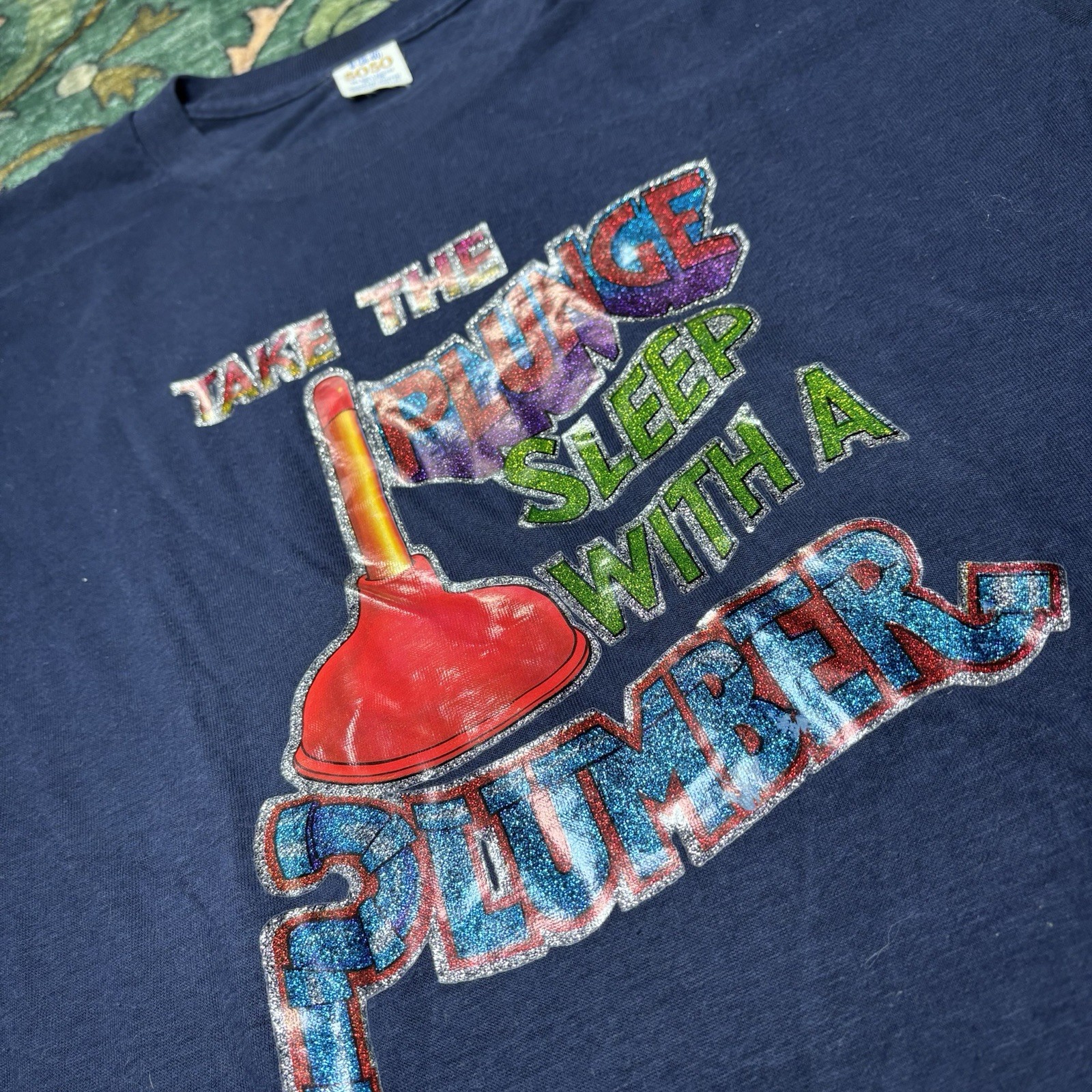 Vintage 70s Funny Humor Graphic Single Stitch T-shirt Blue Medium USA Made gallery