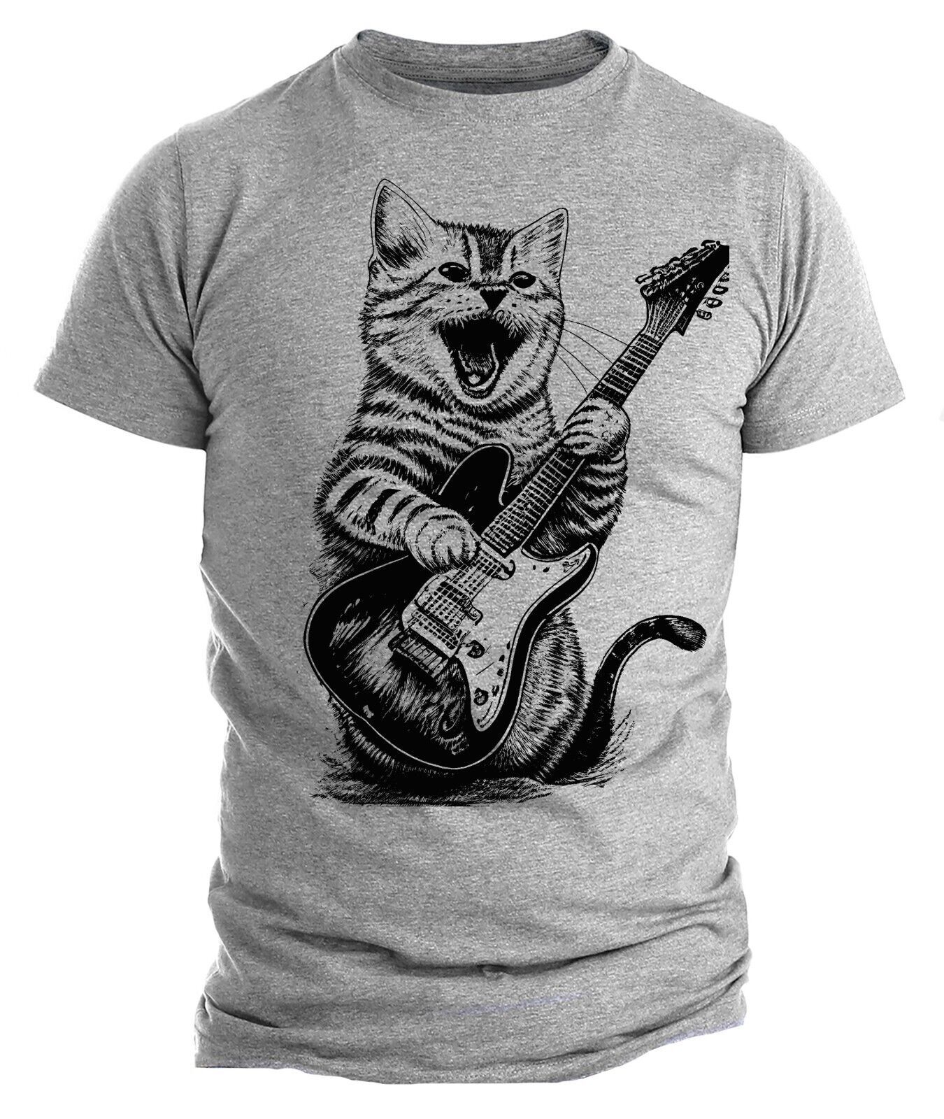 Cat playing guitar shirt mens cat playing guitar tshirt Guitarist Gift