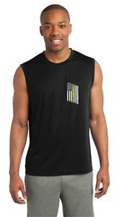 Thin Yellow Line Tattered American Flag Security Officer Tow Performance Tank