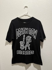 Death Row Records Men’s Black Graphic Print Crew Neck Cotton T-Shirt (Large)