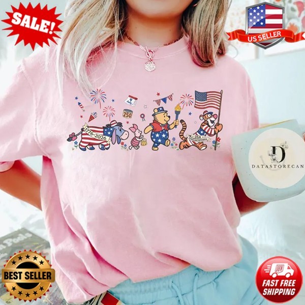 Vintage Winnie the Pooh 4th of July shirt, USA 1776 2026 250th T-Shirt S-3XL gallery