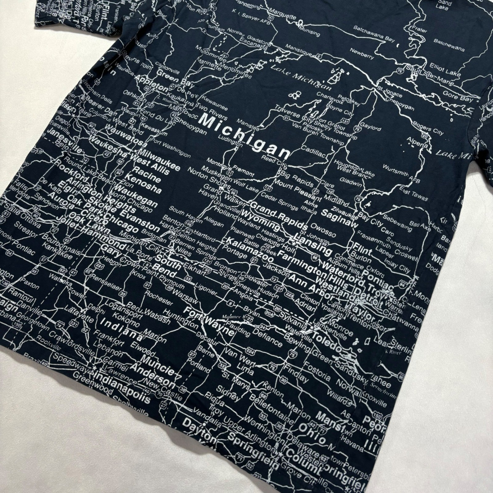 Vintage Michigan All Over Print Map T-Shirt Men's Medium USA Map Short Sleeve gallery