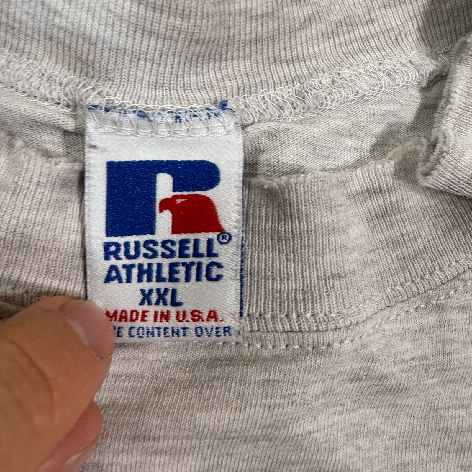 Russell Shirt Men XXL Gray Mock Neck USA Made Vintage Long Sleeve Cotton Blend gallery