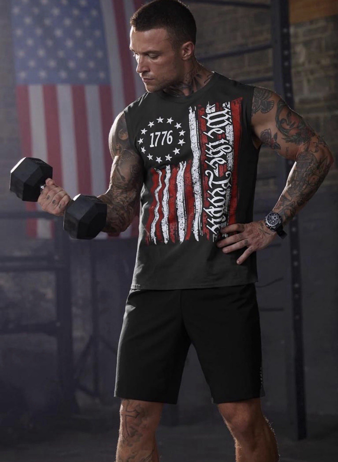 Mens 4th of July Shirts Muscle Tank Top 1776 Sleeveless Graphic Gym Workout U... gallery