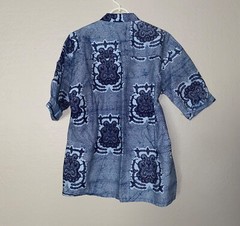 Cool design Pattern African Ghana ? Handmade Home hang Made shirt BLUE top M L ?