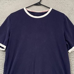 Thom Browne Ringer Shirt Mens 2 / Medium Navy Blue Side Button Made In Japan Tee