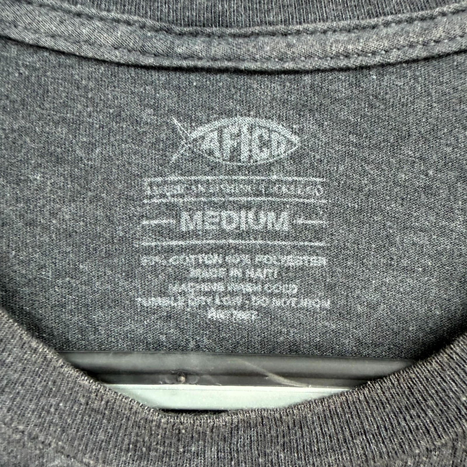 AFTCO Billed T-Shirt Mens Medium Dark Gray Any Fish Any Water Graphic Crew Faded gallery