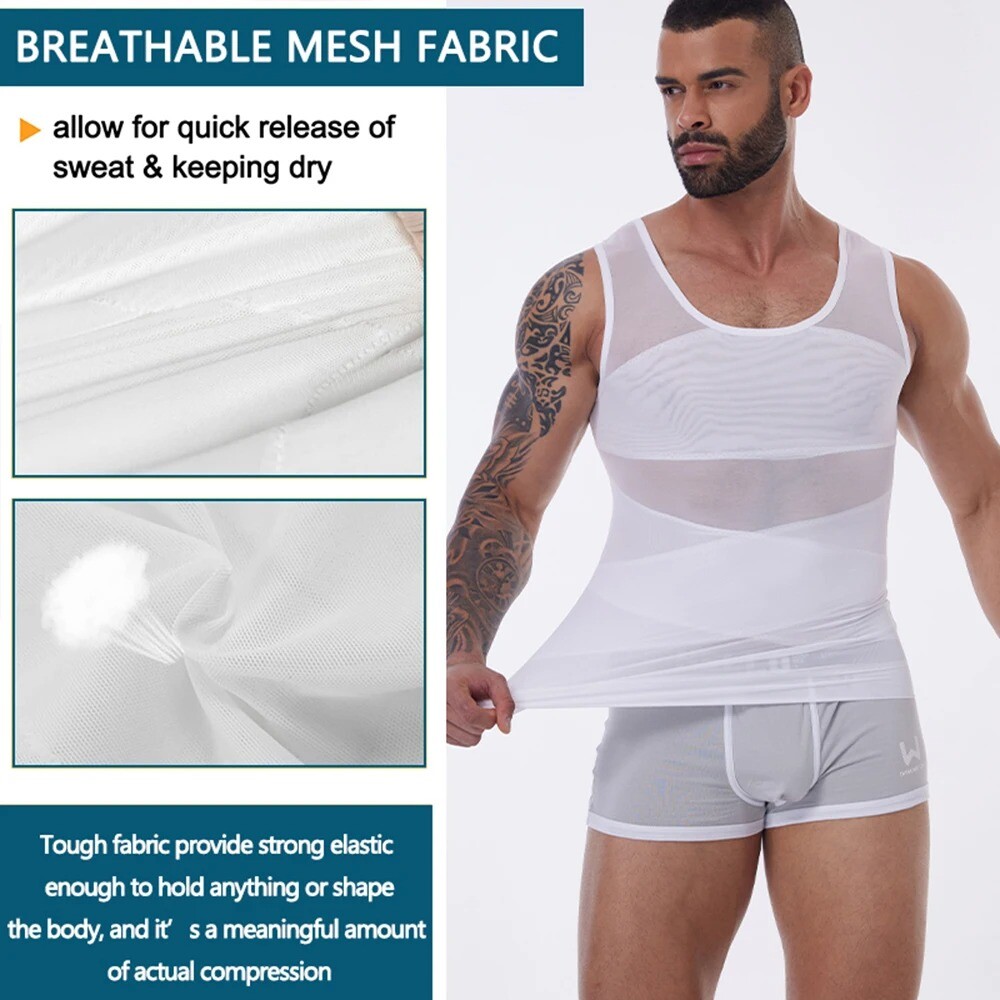 Men Slimming Body Shaper Tank Top Abdomen Gynomastica Compression Vest Shirt gallery