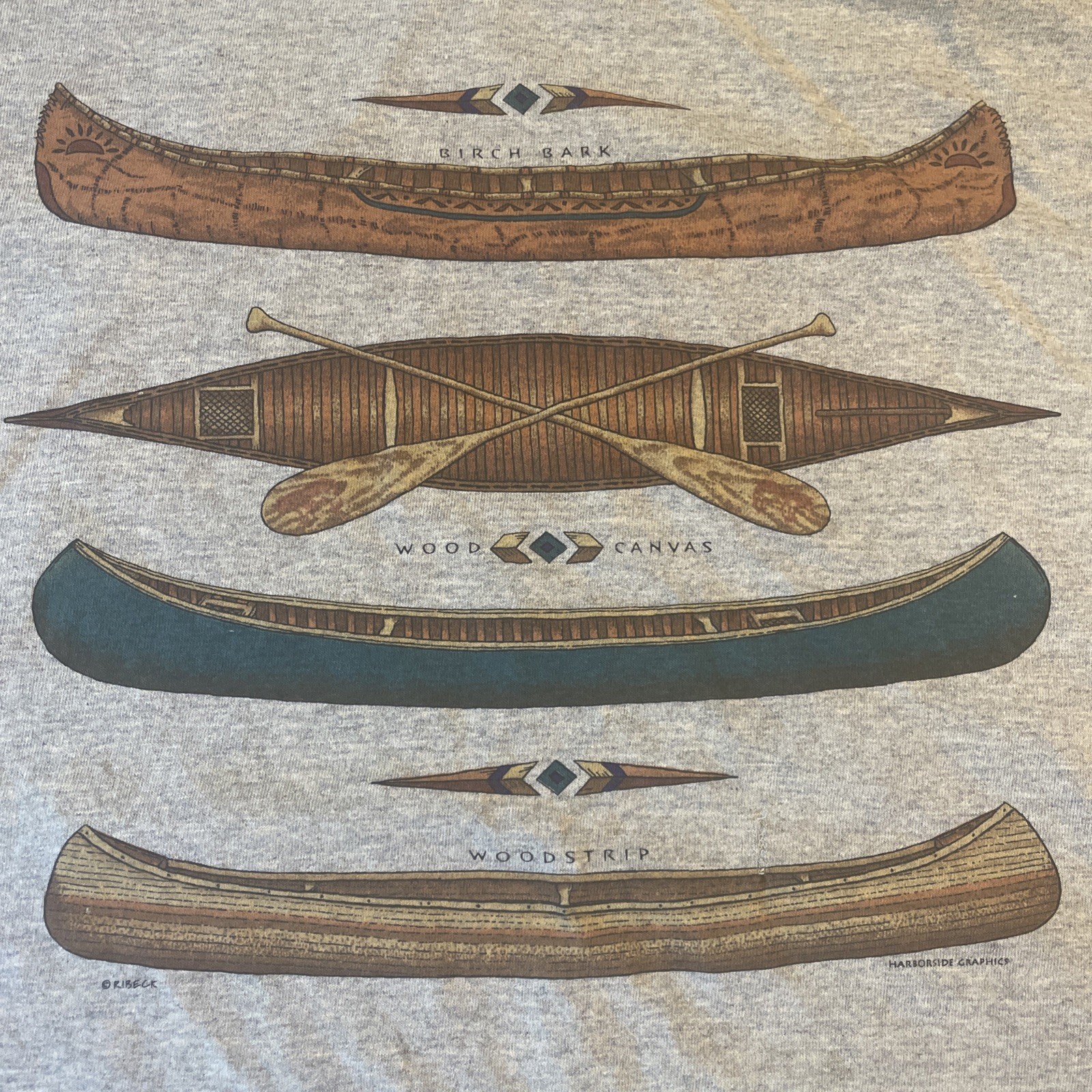 Vintage Harbordside Graphics Sportswear Canoe T-shirt Outdoors Size M 90s gallery