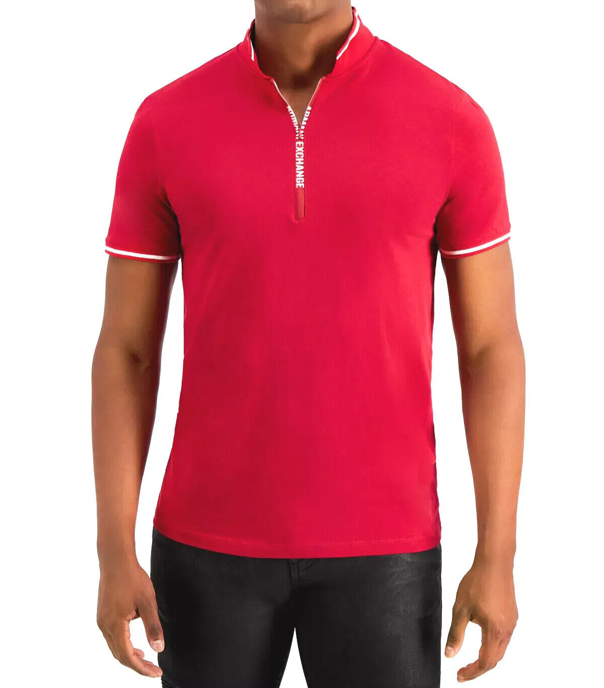 Armani Exchange Cotton Quarter-Zip A|X Logo Short-Sleeve Men Polo Tee Shirt New gallery