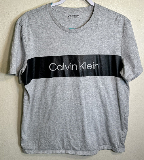 CALVIN KLEIN MEN GRAPHIC LOGO BOX CREWNECK T-SHIRT (GRAY/BLACK, MEDIUM) NWT gallery