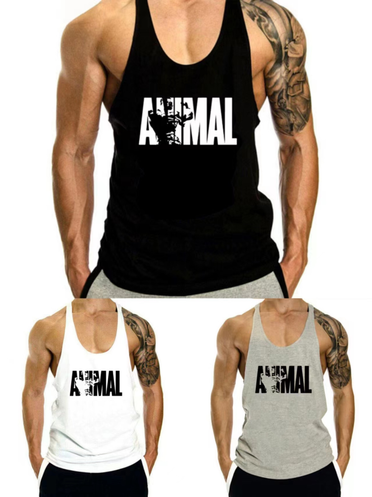 Men Bodybuilding Tank Top Muscle T-Shirt Gym Fitness Stringer ANIMAL Shirts gallery