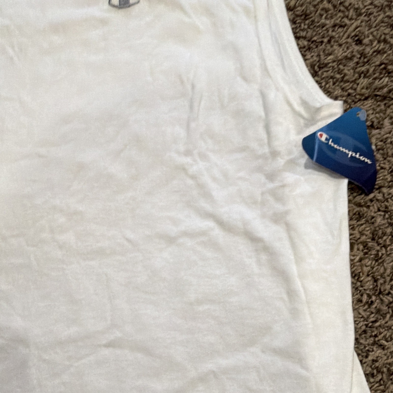 Champion Mens XL White Crew Neck Sleeveless Muscle Jersey Cotton Logo Tagless gallery