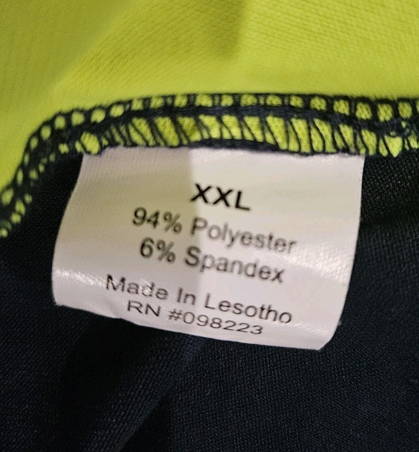 Mens XXL Two Tone Pullover BCG Navy Neon Yellow Short Sleeves Side Panels gallery