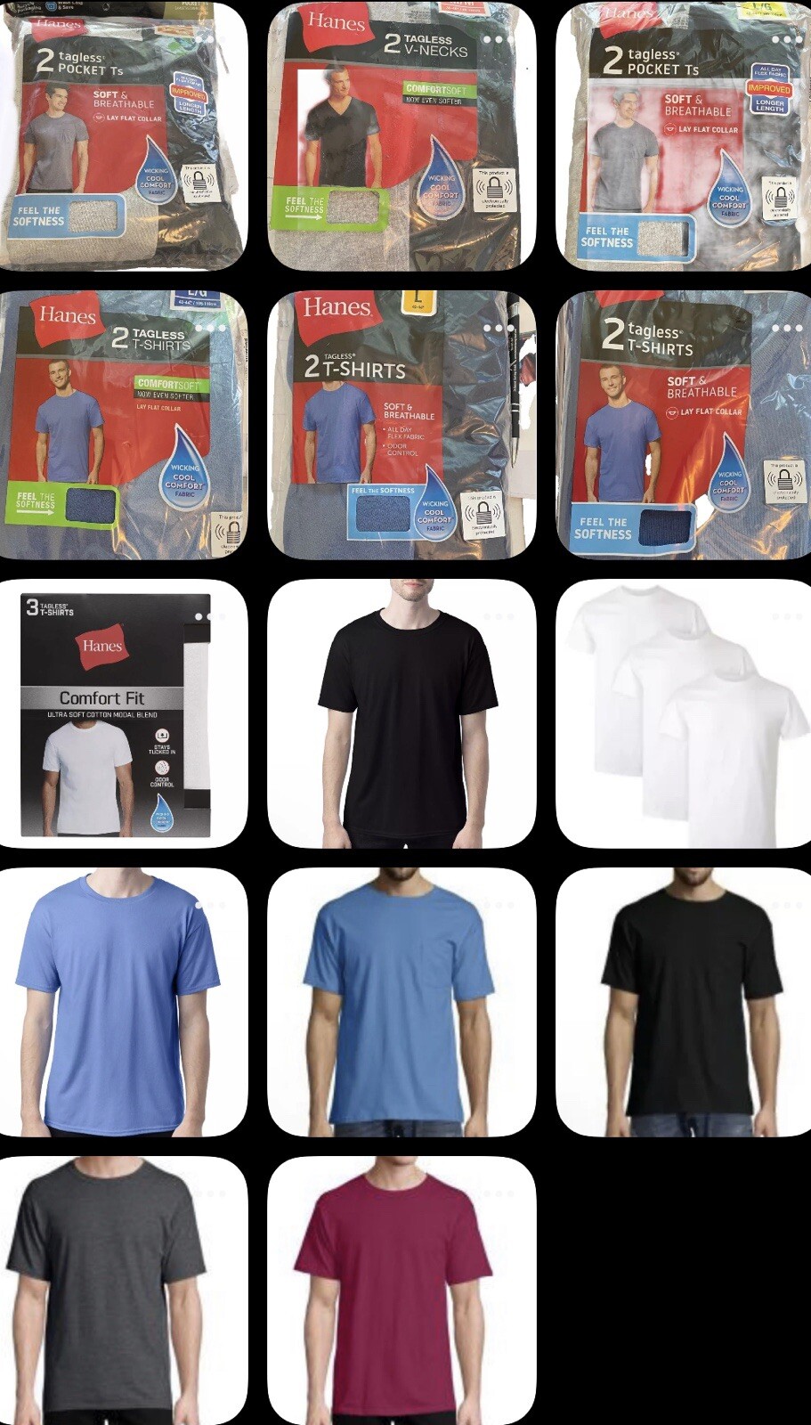Hanes Men's T-shirt single, 2 pack or 3 pack various colors available, new gallery