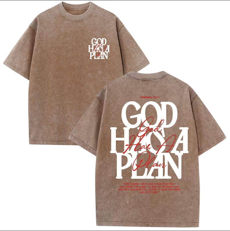 God Has A Plan Vintage Christian T Shirt Oversized Acid Wash Faith Graphic Tee gallery