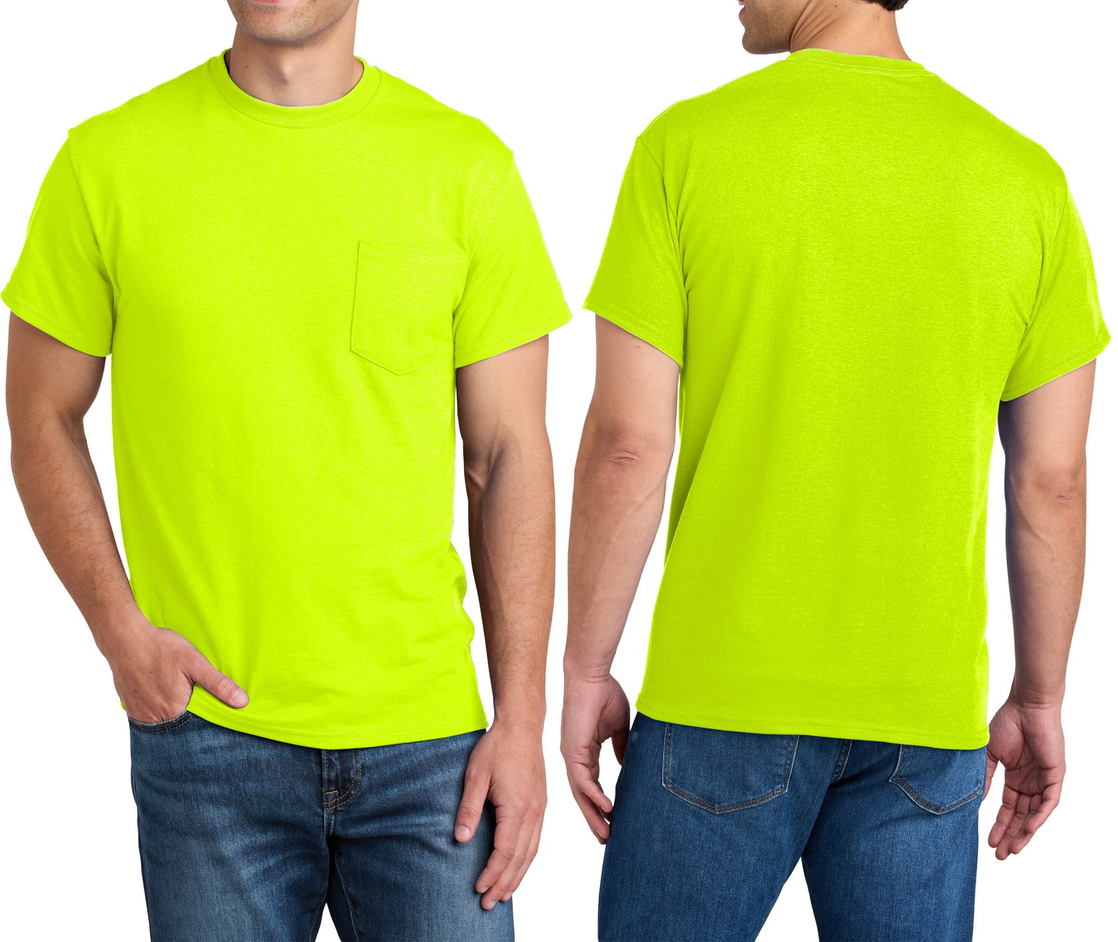 Mens SAFETY Gildan Tee Wicking Blended Classic Fit HIGH VIZ Pocket T-Shirt S-3XL gallery
