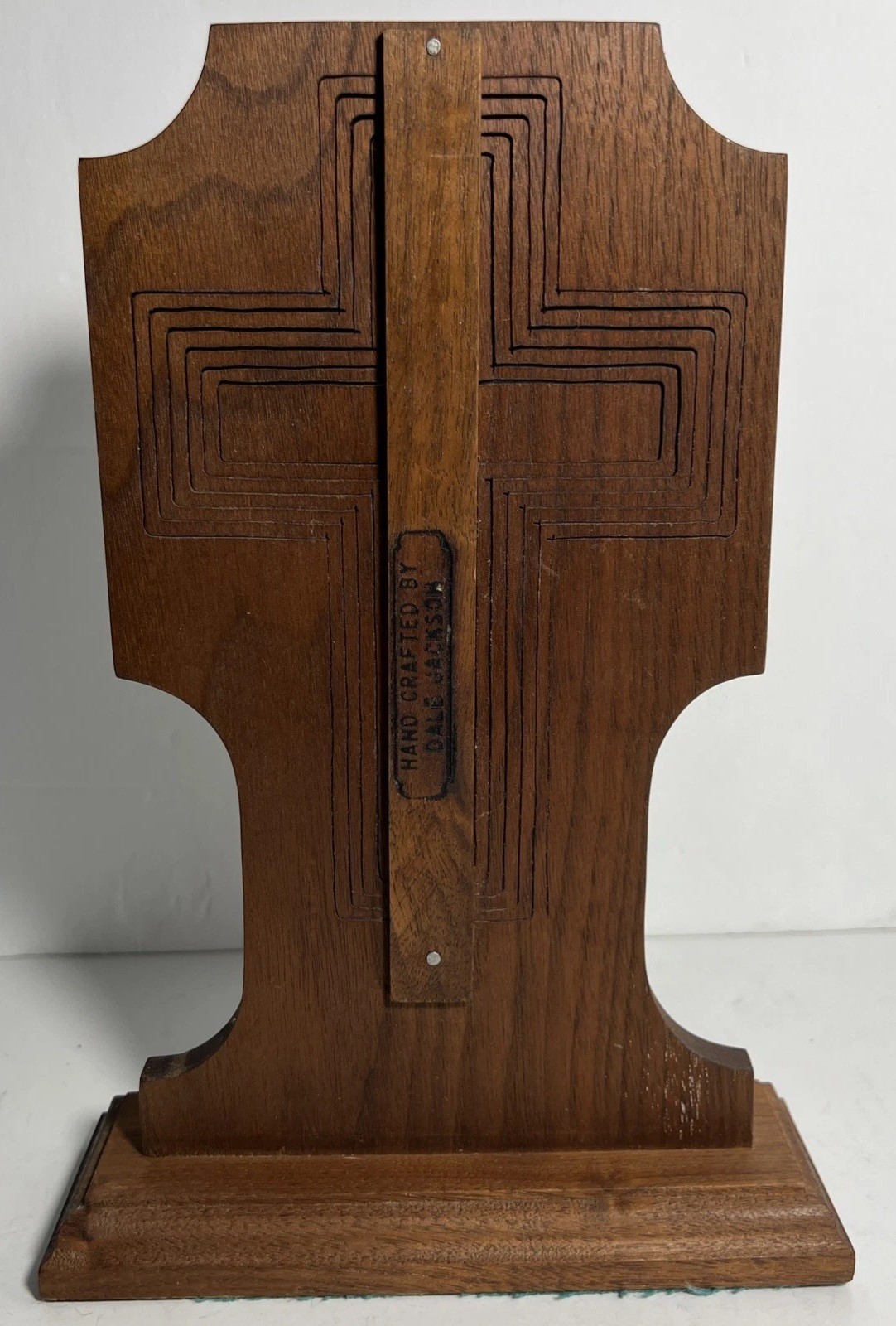 Handmade Wooden Table Crucifix With A 3-D Tiered Design