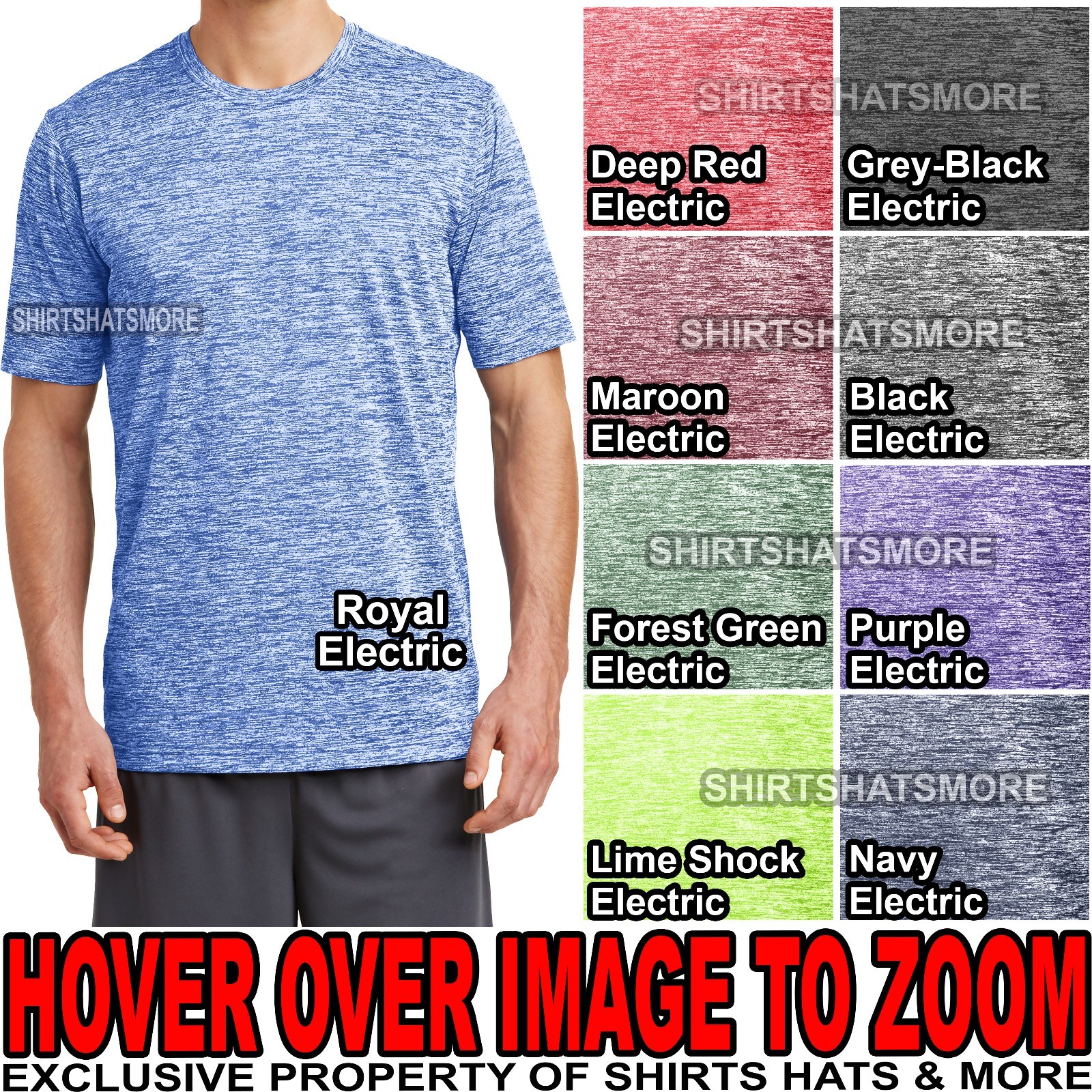 Mens Heather Moisture Wicking T-Shirt Workout Running XS-XL 2XL 3XL 4XL NEW gallery