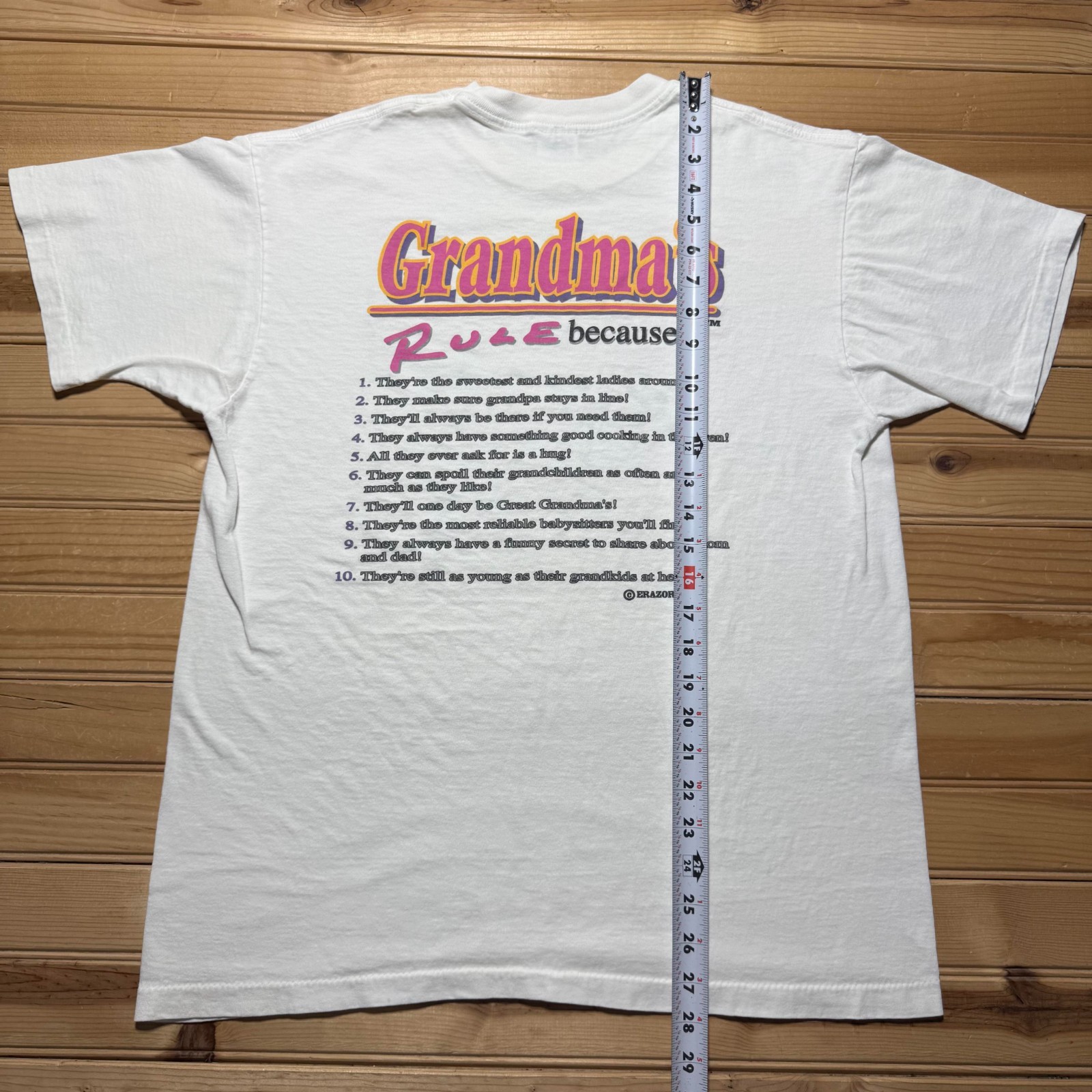 Vintage 90s Grandma's 10-Rules Quote Funny Humor Graphic T-Shirt USA - Large gallery