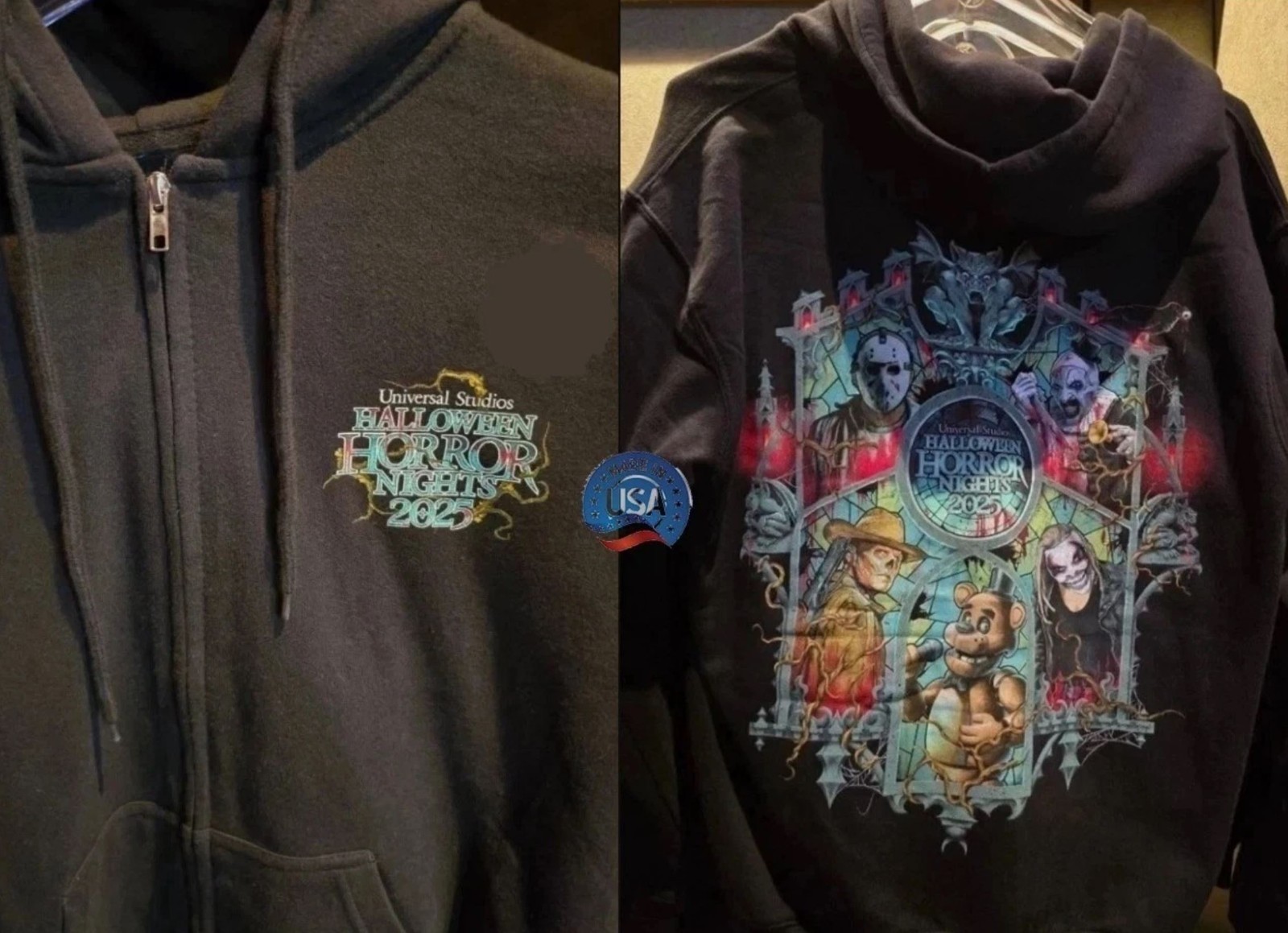 SALE!! Halloween 2025 Horror Nights Glow Graphip All Size S-5XL Hoodie Zip NWT gallery