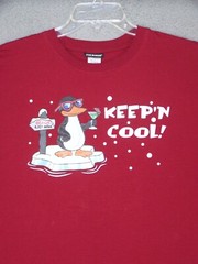 Penguin Shirt Adult Medium Red Graphic Snow Keeping it Cool Beach Joe Boxer Mens