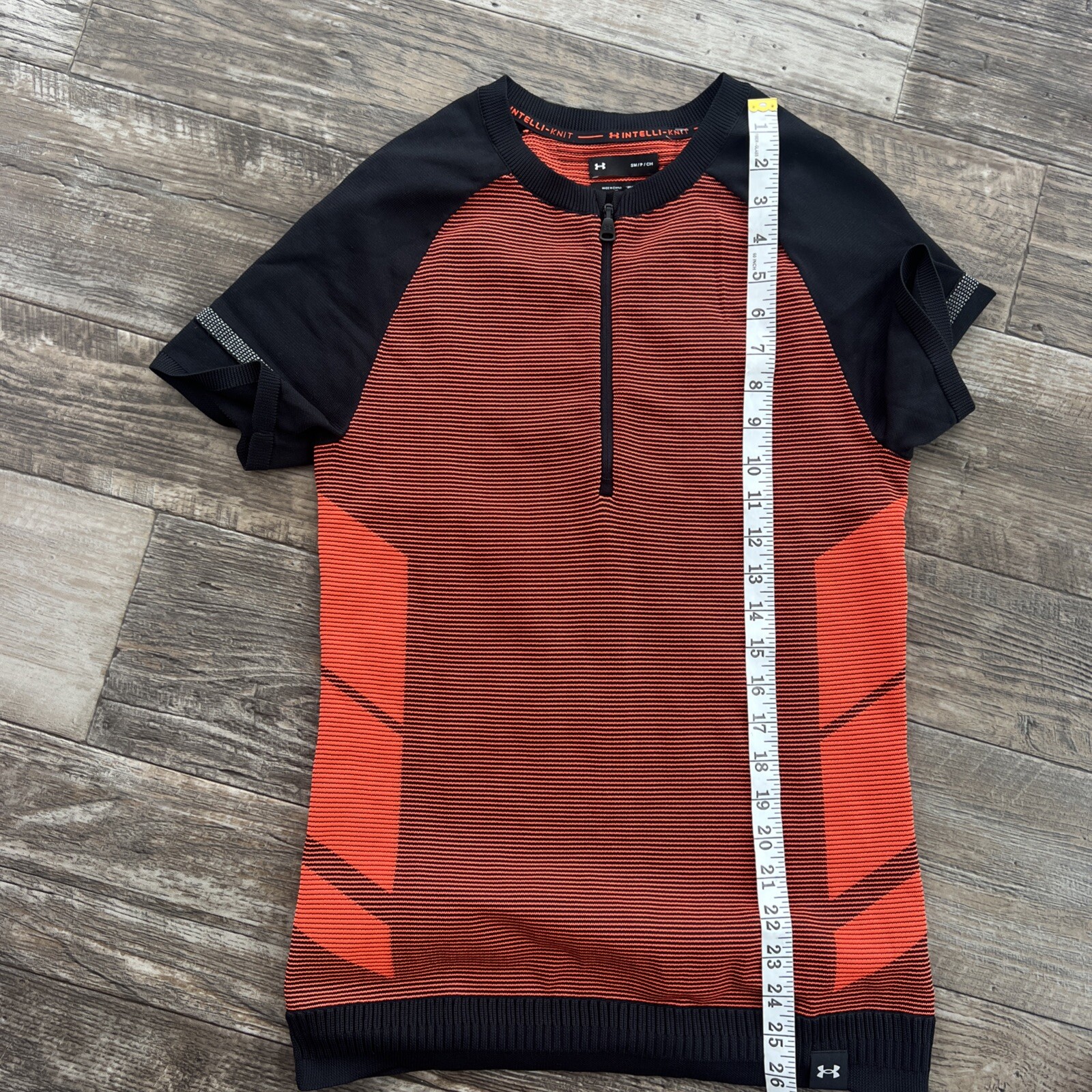Small Under Amour 1366503 002 Men's IntelliKnit 1/4 Zip Shirt black orange $85 gallery
