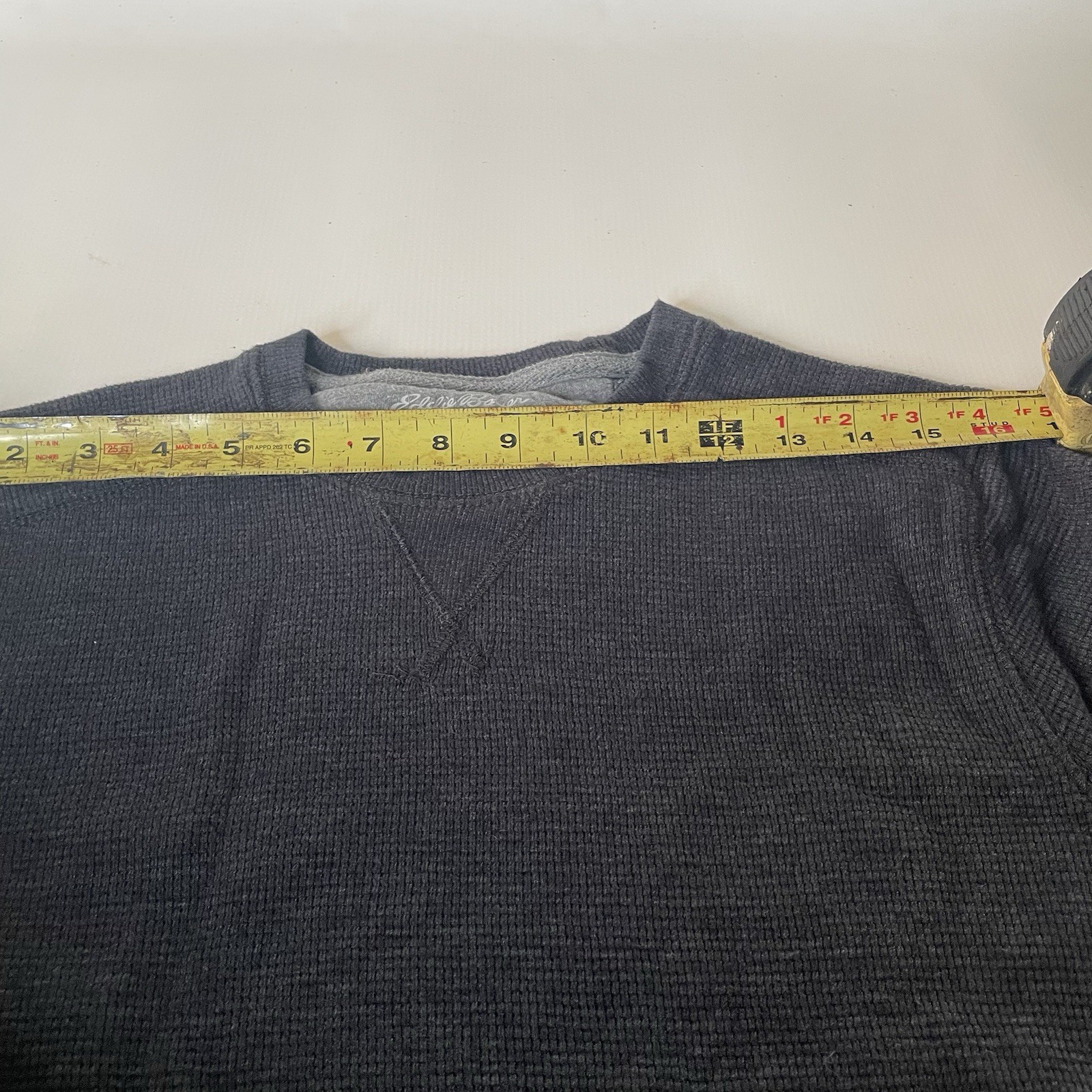 Eddie Bauer Men's Blue Waffle Knit Long Sleeve Crew Neck Logo T-Shirt Size S gallery