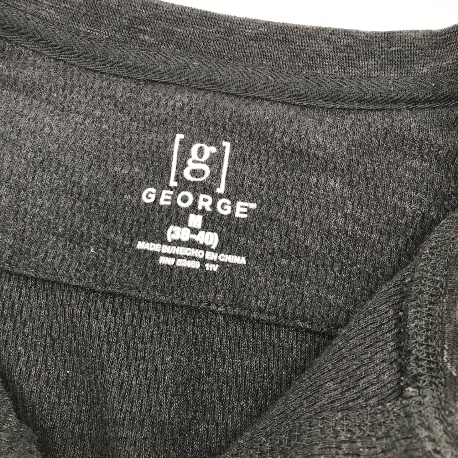Thermal Henley Shirt Men Medium Black Waffle Knit 3 Button Collar Layer Pullover gallery