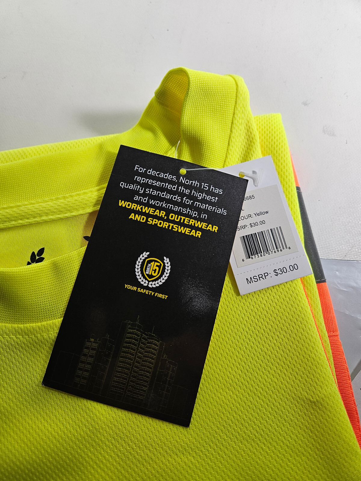 North 15 HIVIS Workwear Large Safety Pocket T-Shirt A=20" B=29" Shirt ANSI 2 gallery