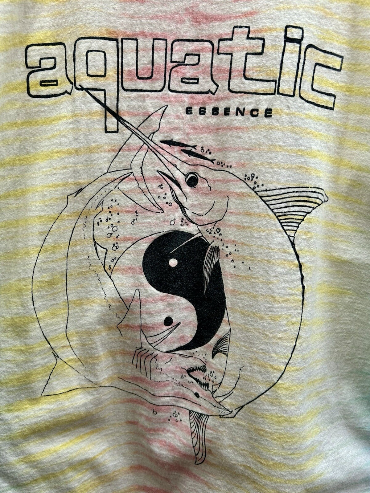 Aquatic Essence Tie Dye T-Shirt Shark Sword Fish Ying Yang Size Large gallery