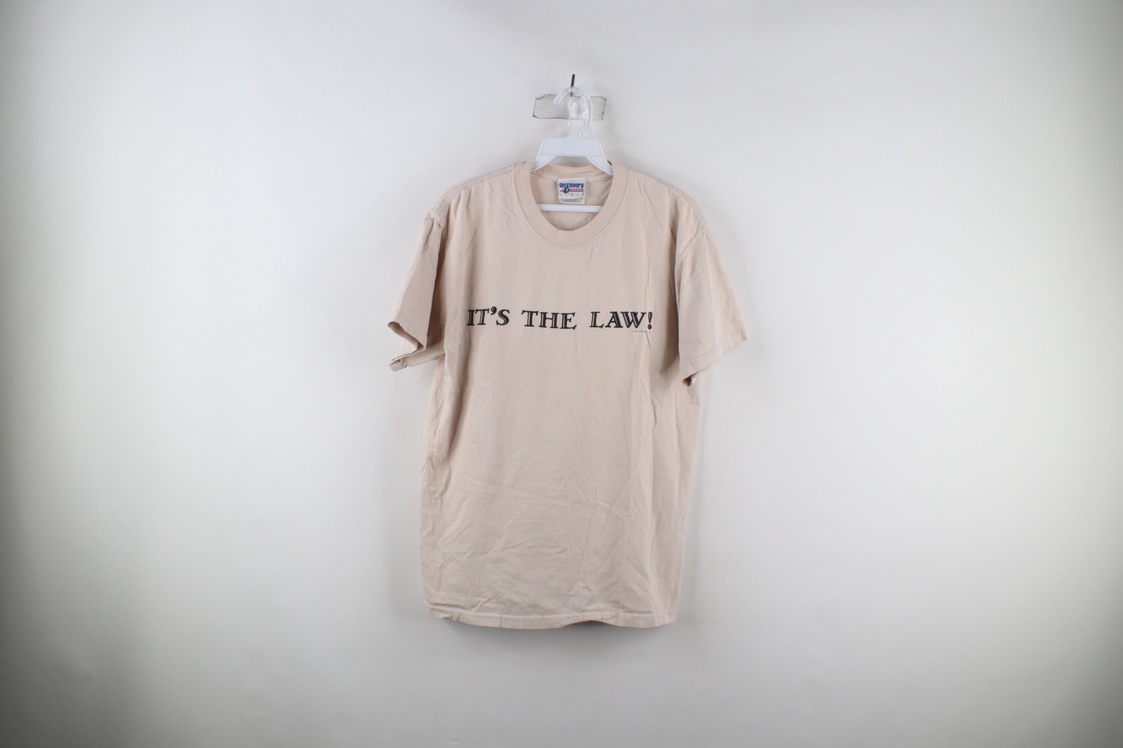 Vintage Y2K 2001 The Discovery Channel Mens Medium Faded Murphys Law T-Shirt