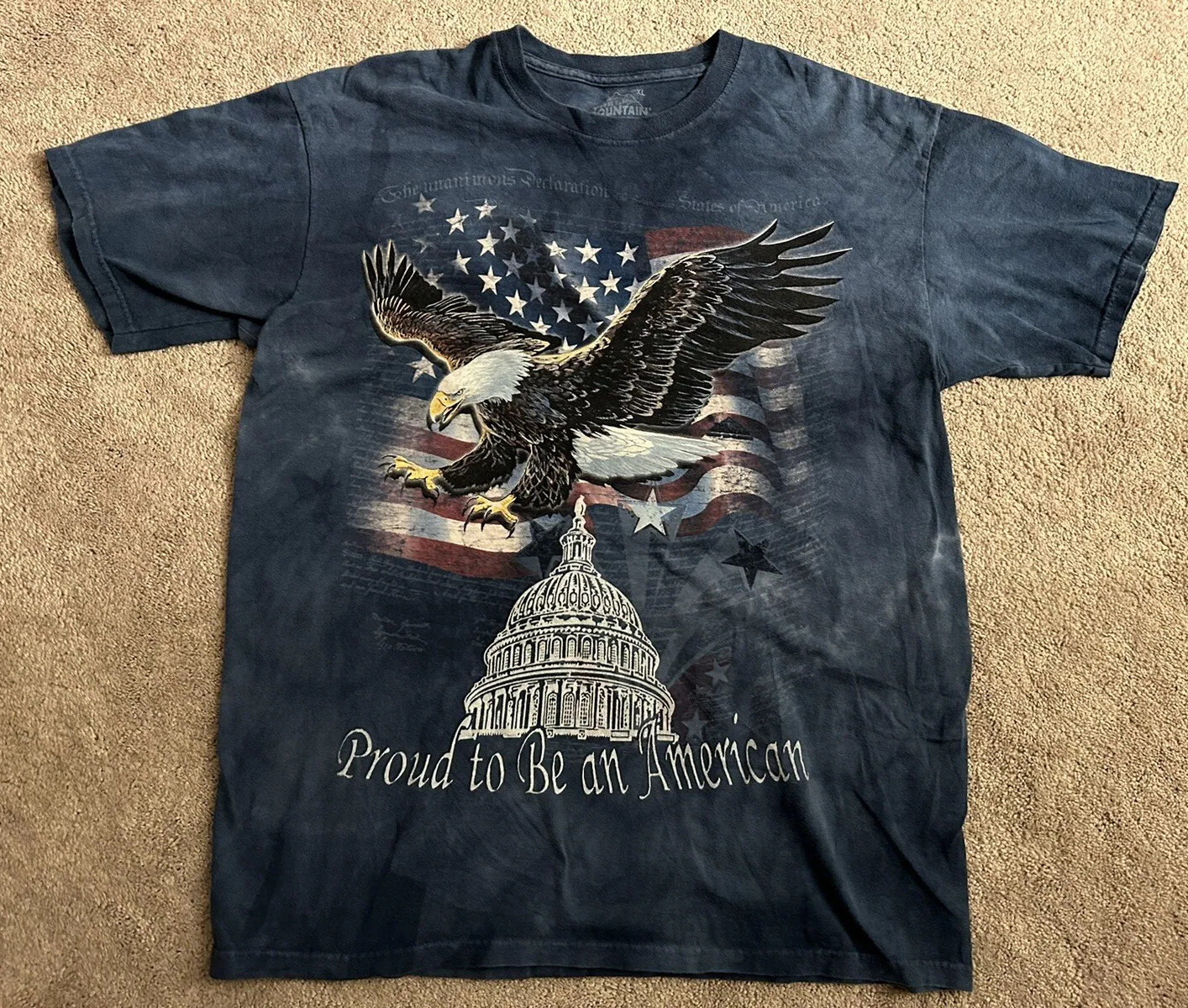 Classic The Mountain Shirt Tie Dye XL Proud to be American Eagle Flag 30.5 x 22”