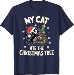 Funny My Xmas Cat Ate The Christmas Tree Holiday Women Kids Sweatshirt T-shirt