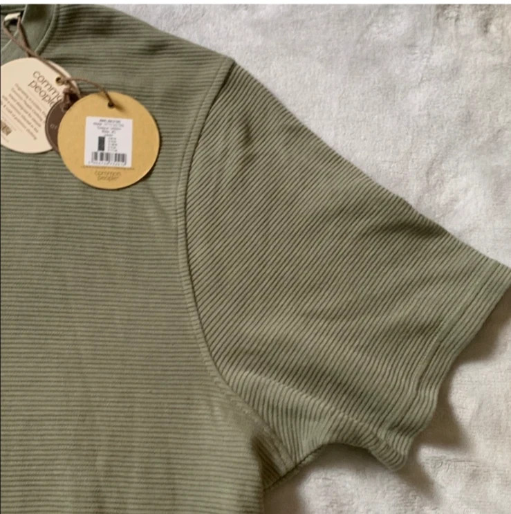 Common People Ottoman Textured Shirt Garment Dye Relaxed Fit Green Ribbed XL NWT gallery