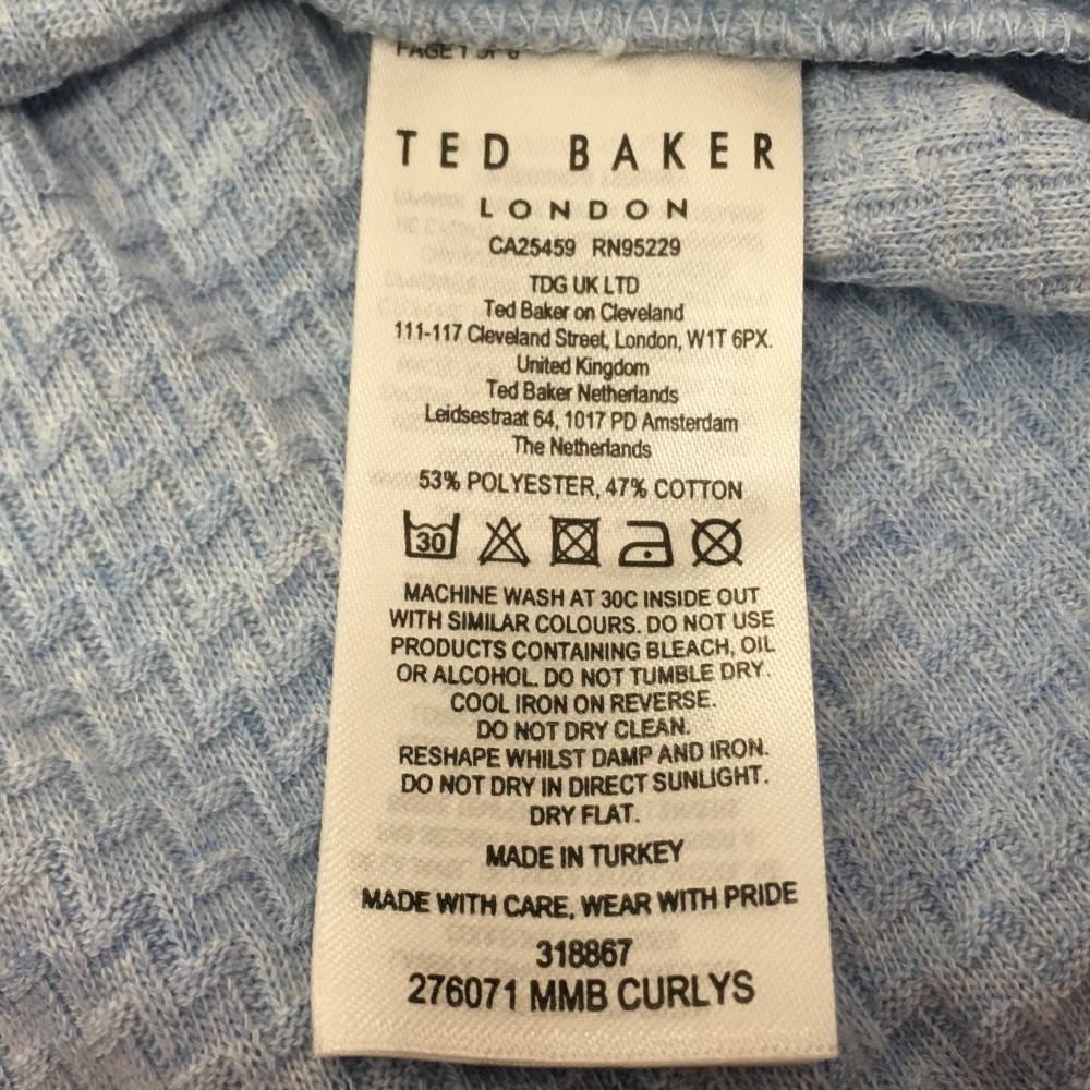 Ted Baker Men's Textured Short Sleeve T-Shirt Size 5 XL Regular Blue Stretch NWT gallery