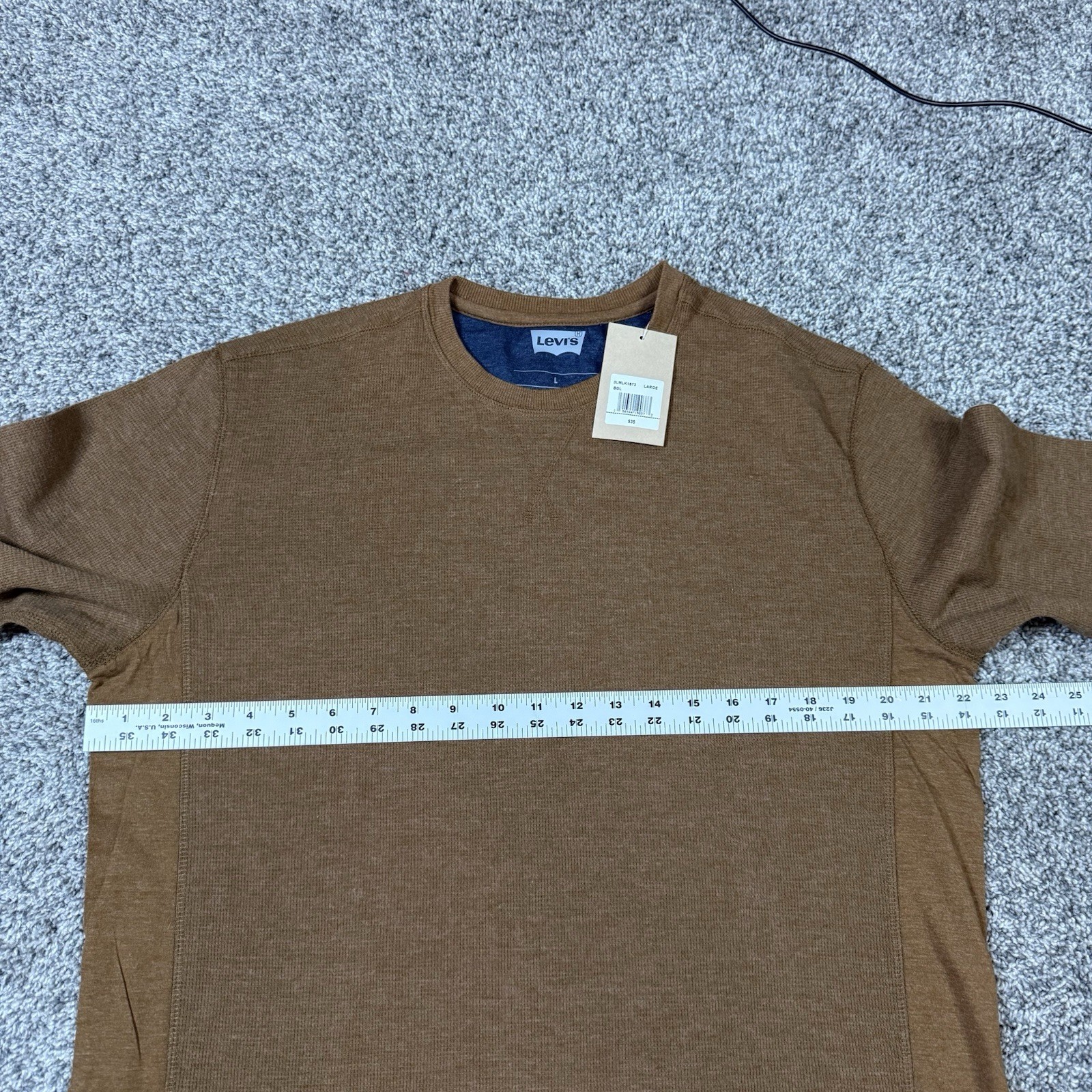 Levi's Men's Long Sleeve Standard Fit Thermal Shirt Brown Beige - Size L - NWT gallery