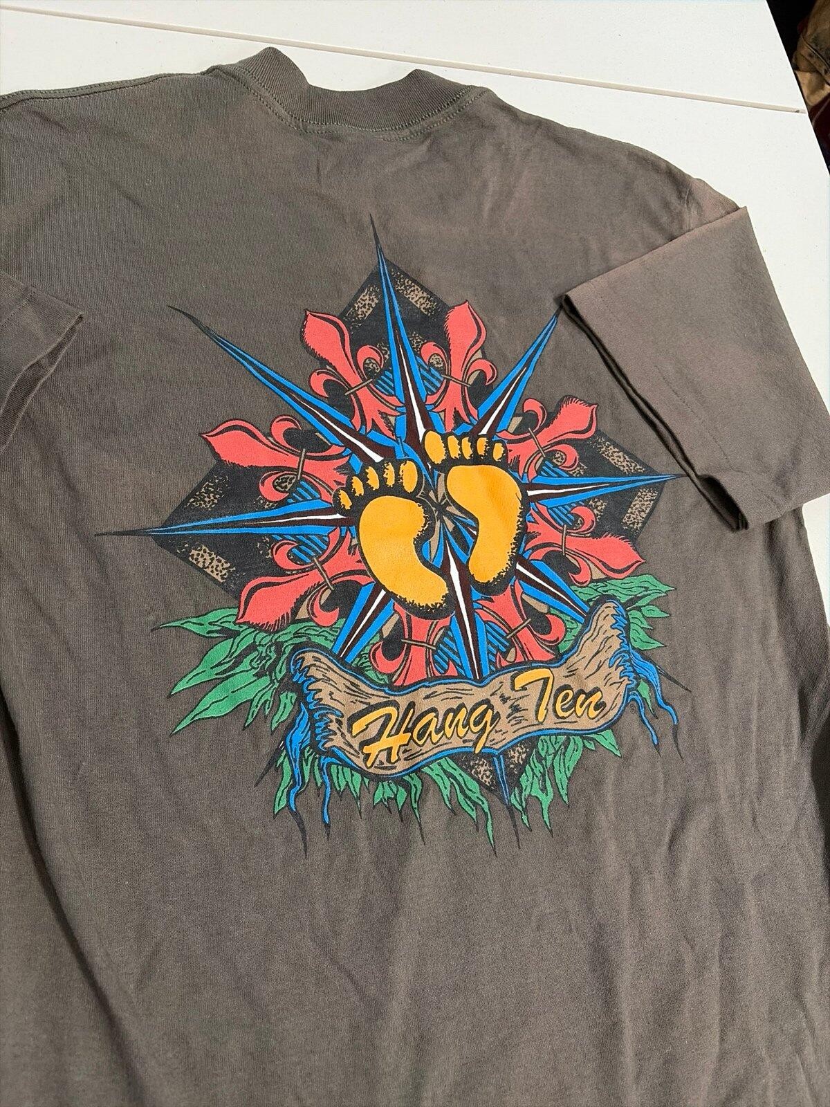 Vintage Hang Ten Surf T Shirt Mens Large Deadstock NWT Graphic Back Logo