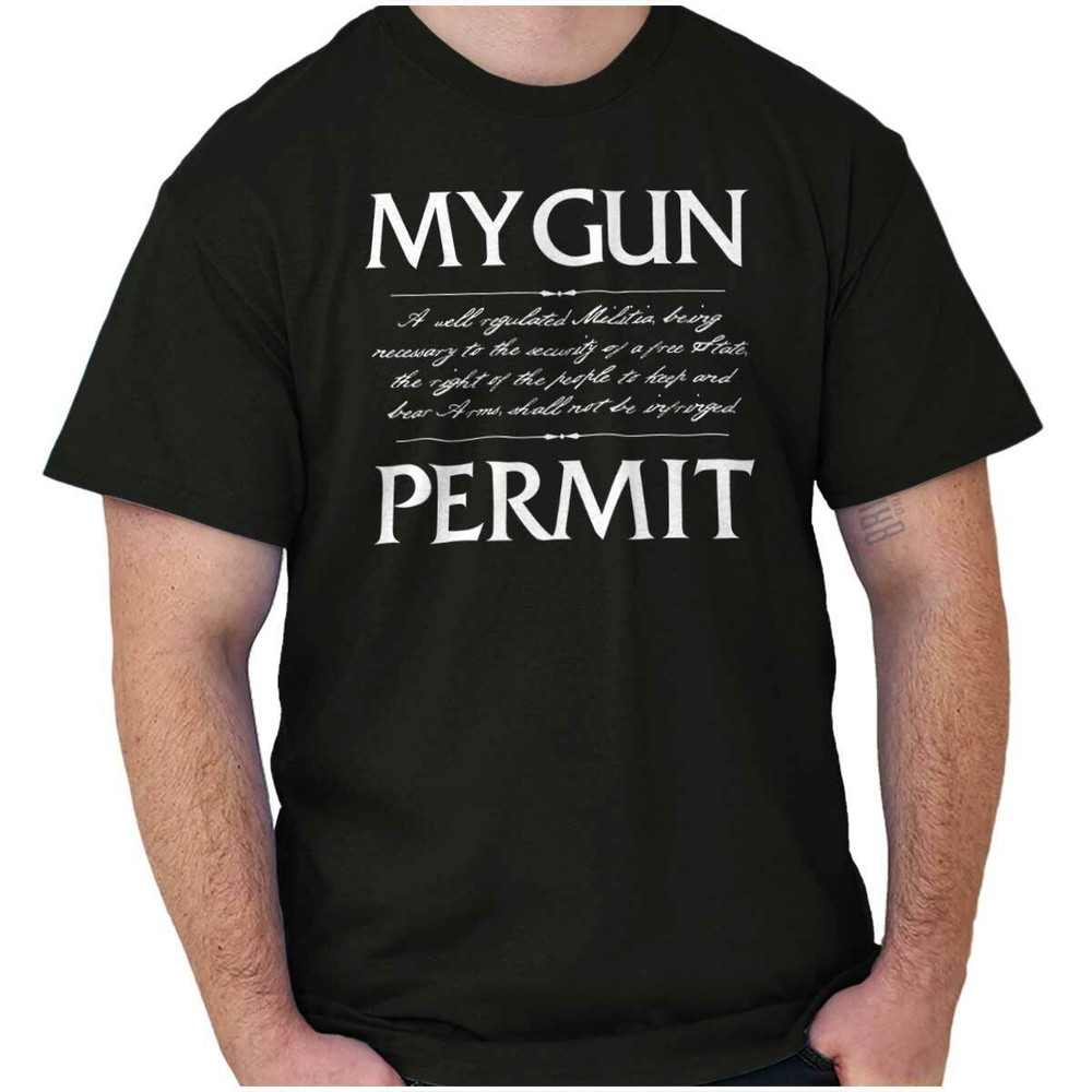 My Gun Permit 2nd Amendment Constitution 2A Womens or Mens Crewneck T Shirt Tee