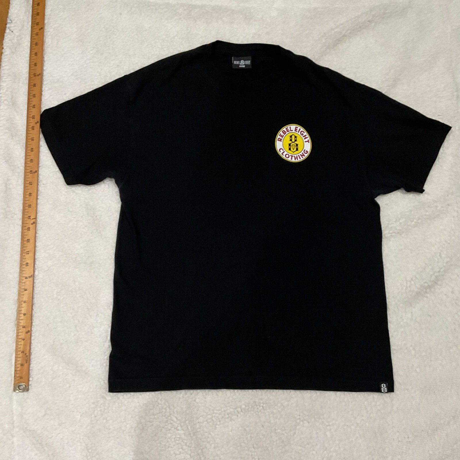 REBEL EIGHT Logo Graphic Men's Black T-Shirt XL Regular Short Sleeve Crew Neck gallery