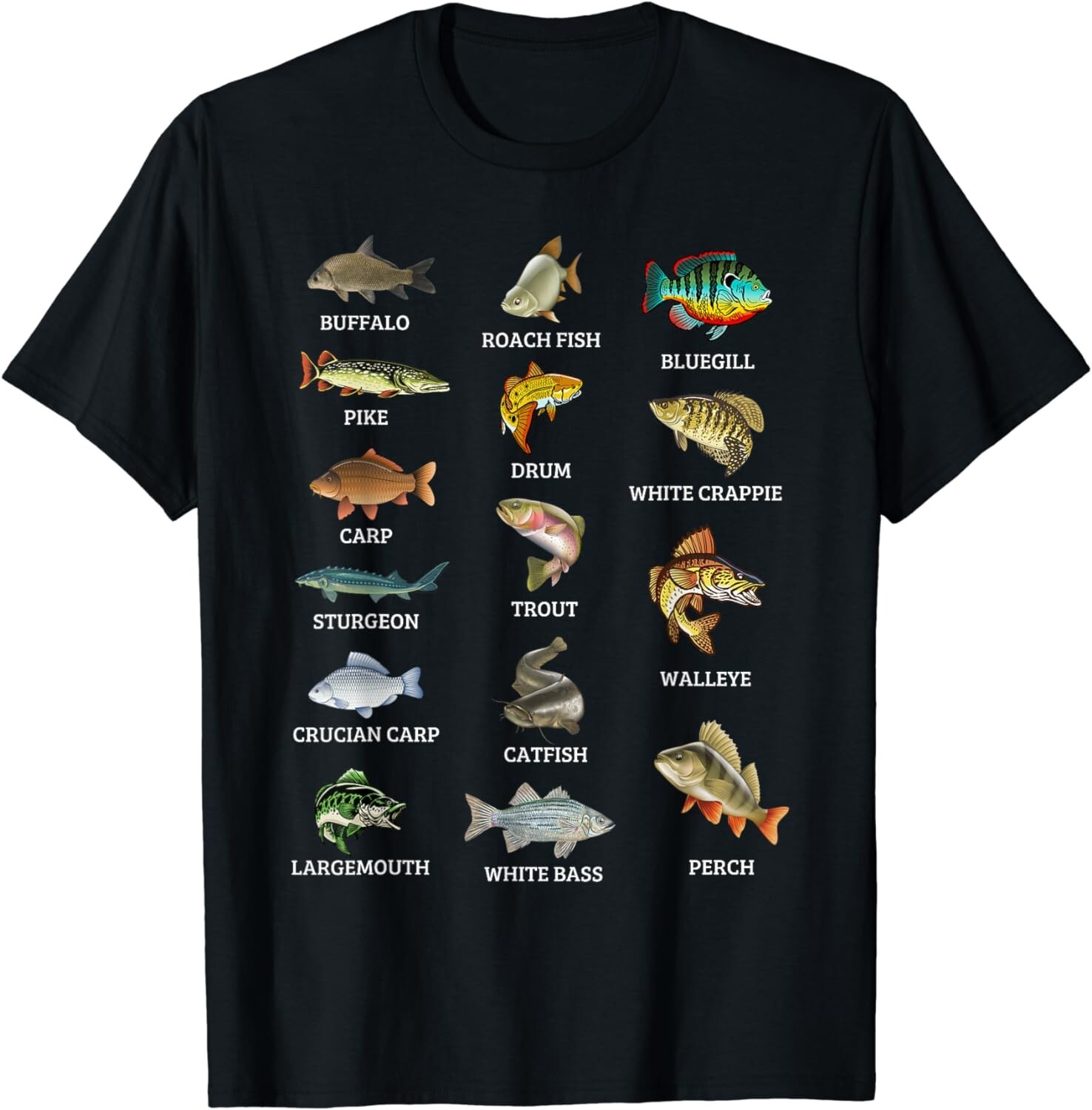 Types Of Freshwater Fish Species Fishing Fisherman Anglers Gifts Unisex T-Shirt gallery