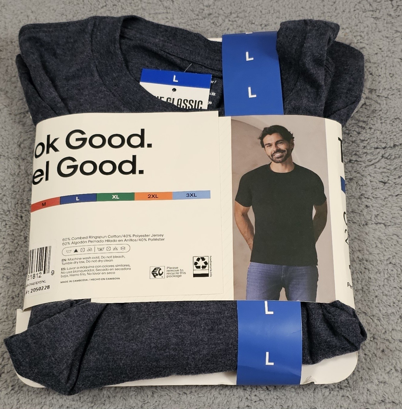True Classic Men's 2-Pack Crew Neck Tee Shirts 1 Gray 1 Navy Size Large gallery