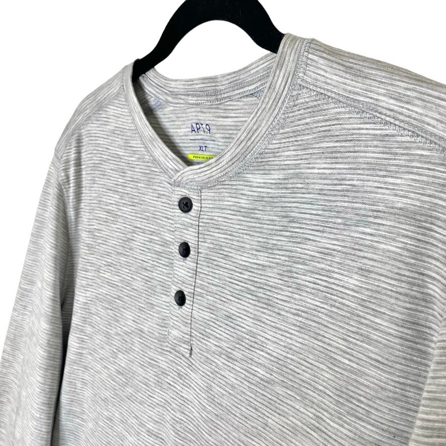 Apt. 9 Premier Flex Microstripe Long Sleeve Henley Top XLT Gray Men's T-Shirt gallery
