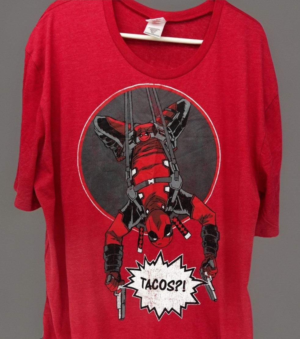 Marvel Deadpool Men’s 3XL Red T- Shirt Crew Neck Short Sleeve Comics gallery