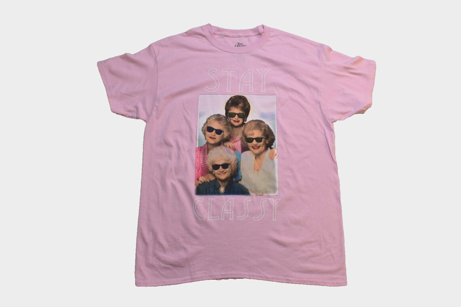 The Golden Girls Mens Stay Classy Group Photo Pink Shirt New S-2XL gallery