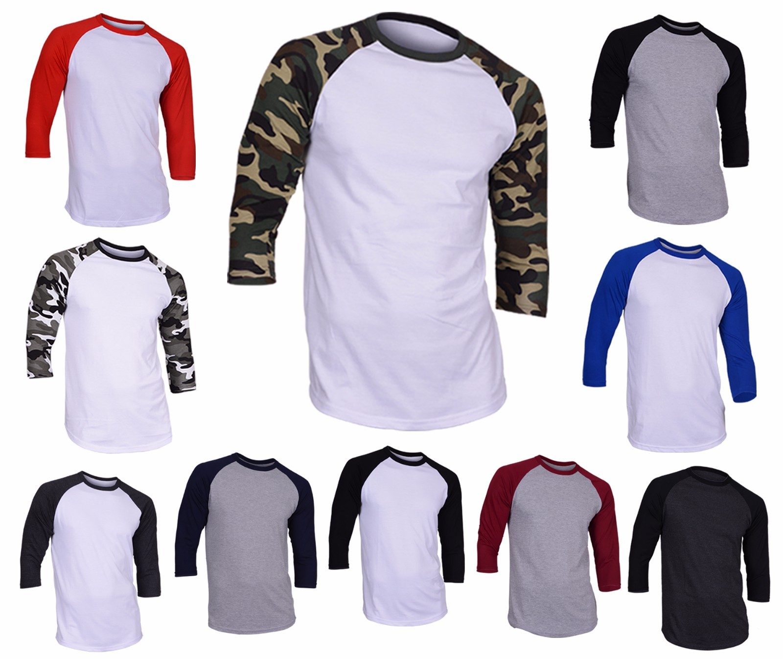 Dream USA Men's Casual 3/4 Sleeve Baseball Tshirt Raglan Jersey Shirt gallery