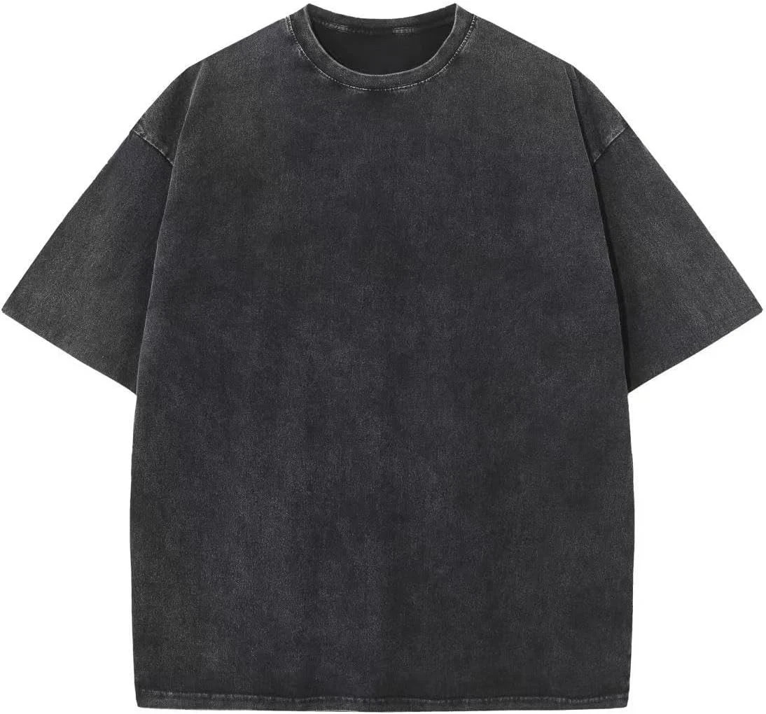Men’s Oversized Vintage Acid Wash T-Shirt 100% Cotton Loose Fit Streetwear Tee gallery