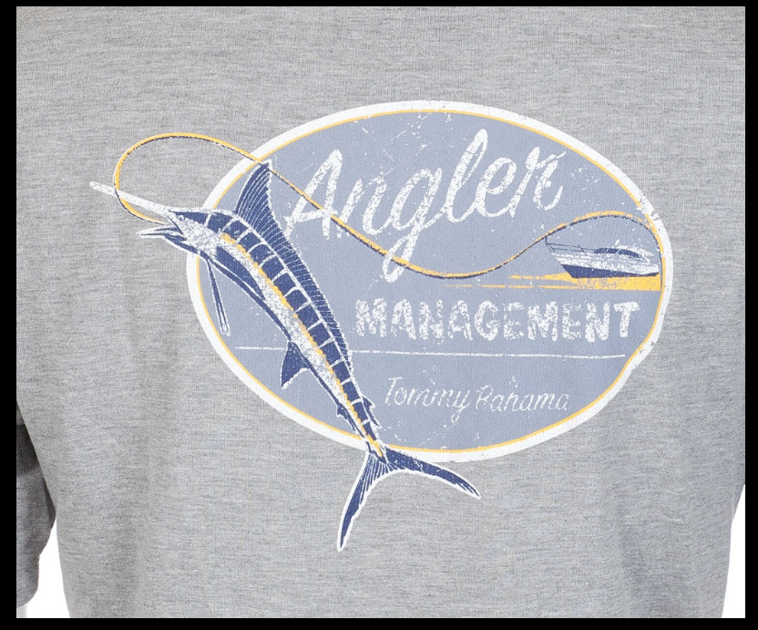 $45 TOMMY BAHAMA Heather Grey ANGLER MANAGEMENT Relaxed Fit Short Sleeve T-shirt gallery