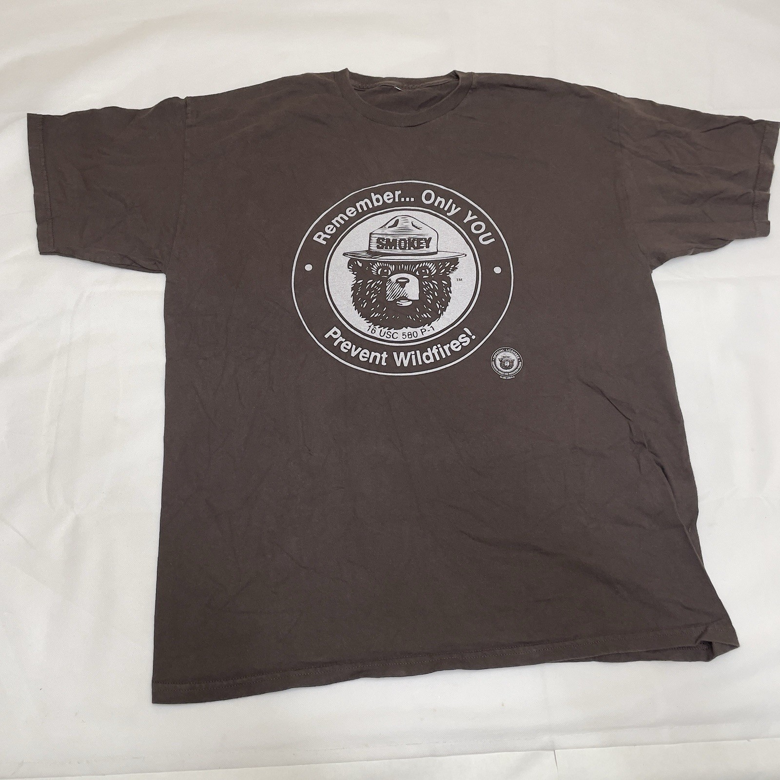 Smokey The Bear T-shirt Only You Prevent Wildfires Brown Tee Size L gallery