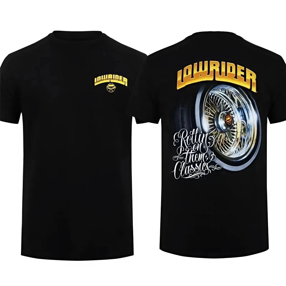 Lowrider T Shirt Spoke Rim Wire Wheel Classic Car Vintage Graphic Tee gallery